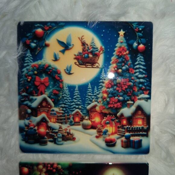 Holiday Ceramic Coaster 4x4" colorful - Picture 2 of 6